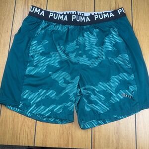 Puma Mens XL Teal Digital Camo Athletic Training Shorts 522359-24